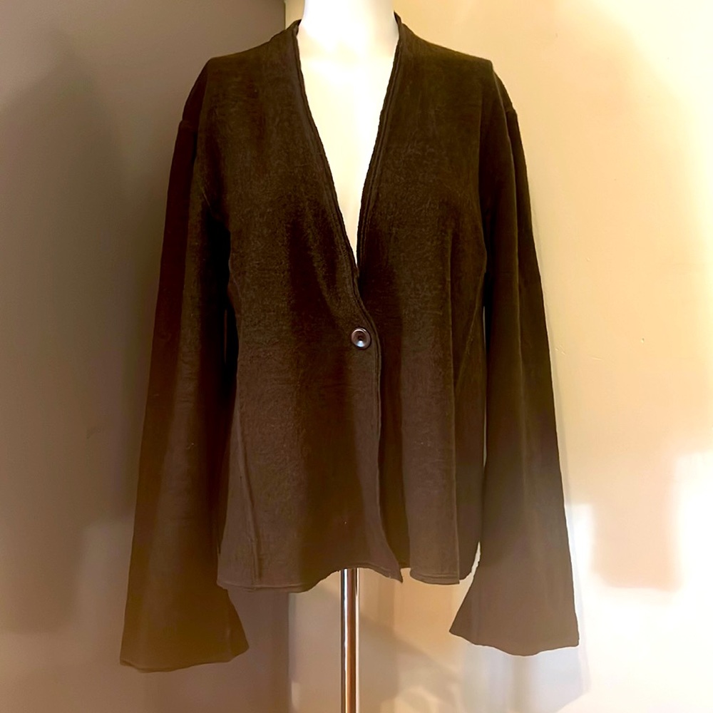 Eileen Fisher green wool jacket/cardigan